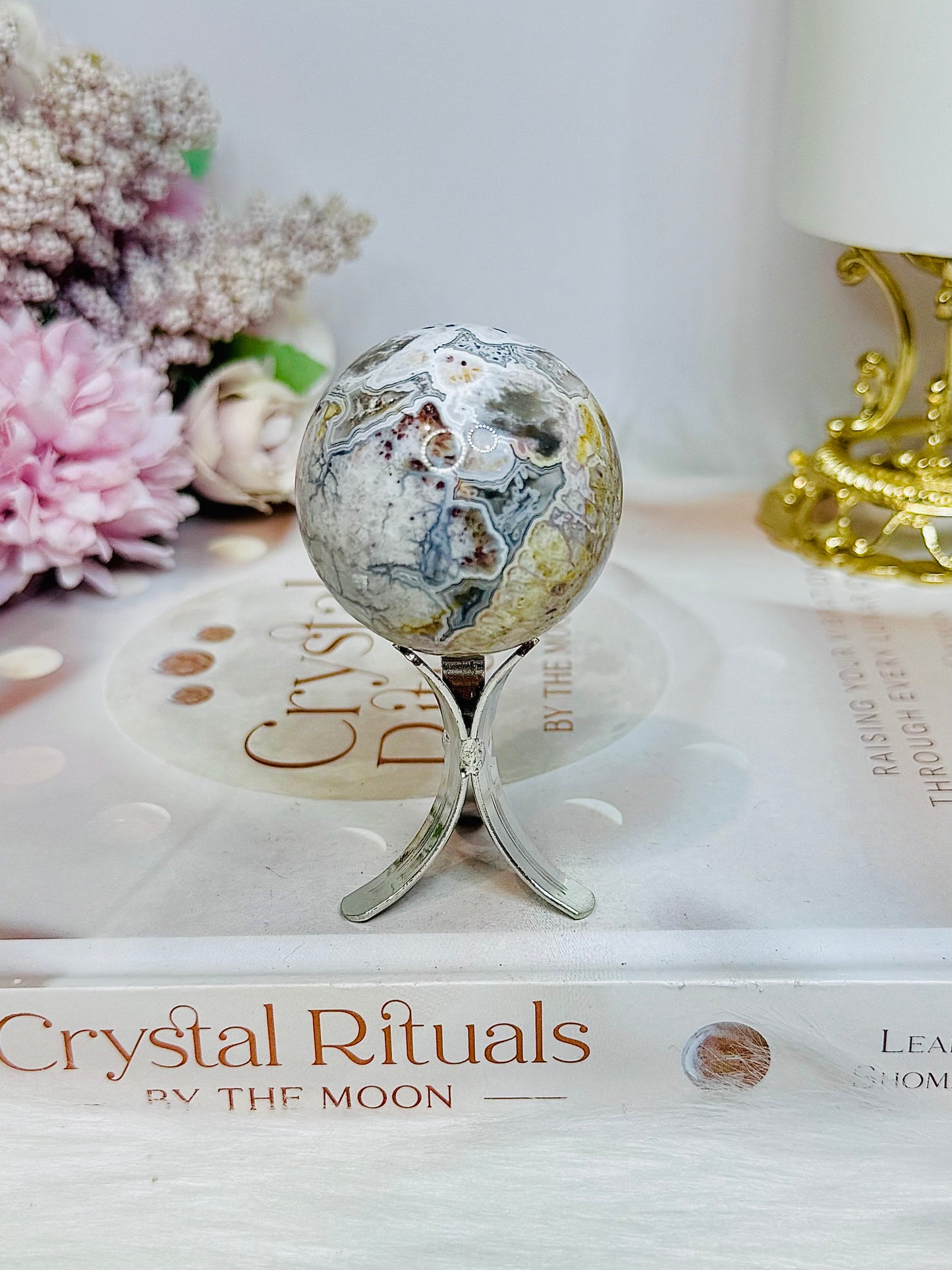 Mexican Agate Sphere On Stand 97g