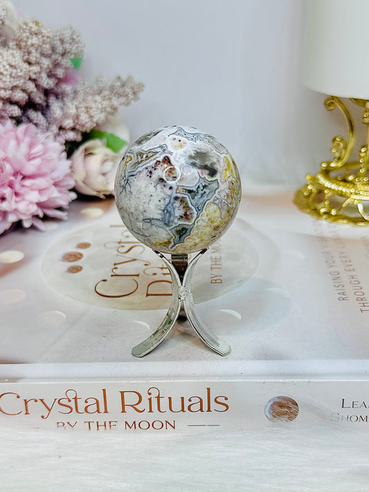 Mexican Agate Sphere On Stand 97g