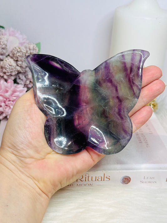 Rainbow Fluorite Carved Butterfly Bowl 9cm