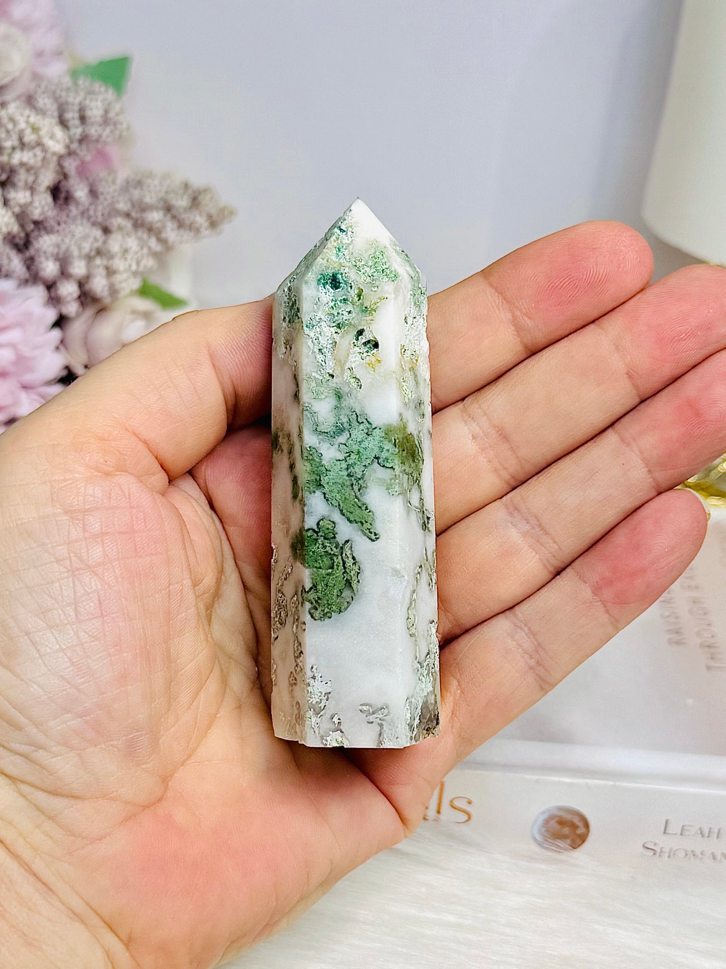 Moss Agate Druzy Tower 8.5cm