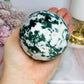 Large Druzy Moss Agate Sphere on Stand 515g