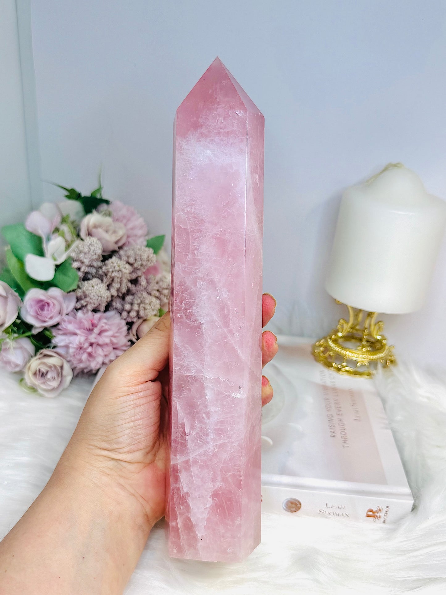 Large High Grade Rose Quartz Tower 25cm 1.08KG