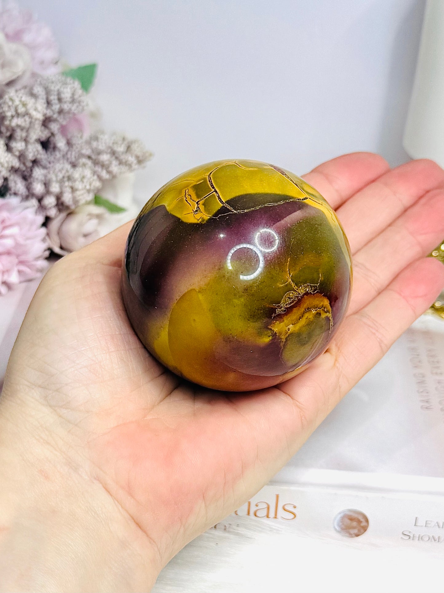 Large Mookaite Jasper Sphere on Stand 371g
