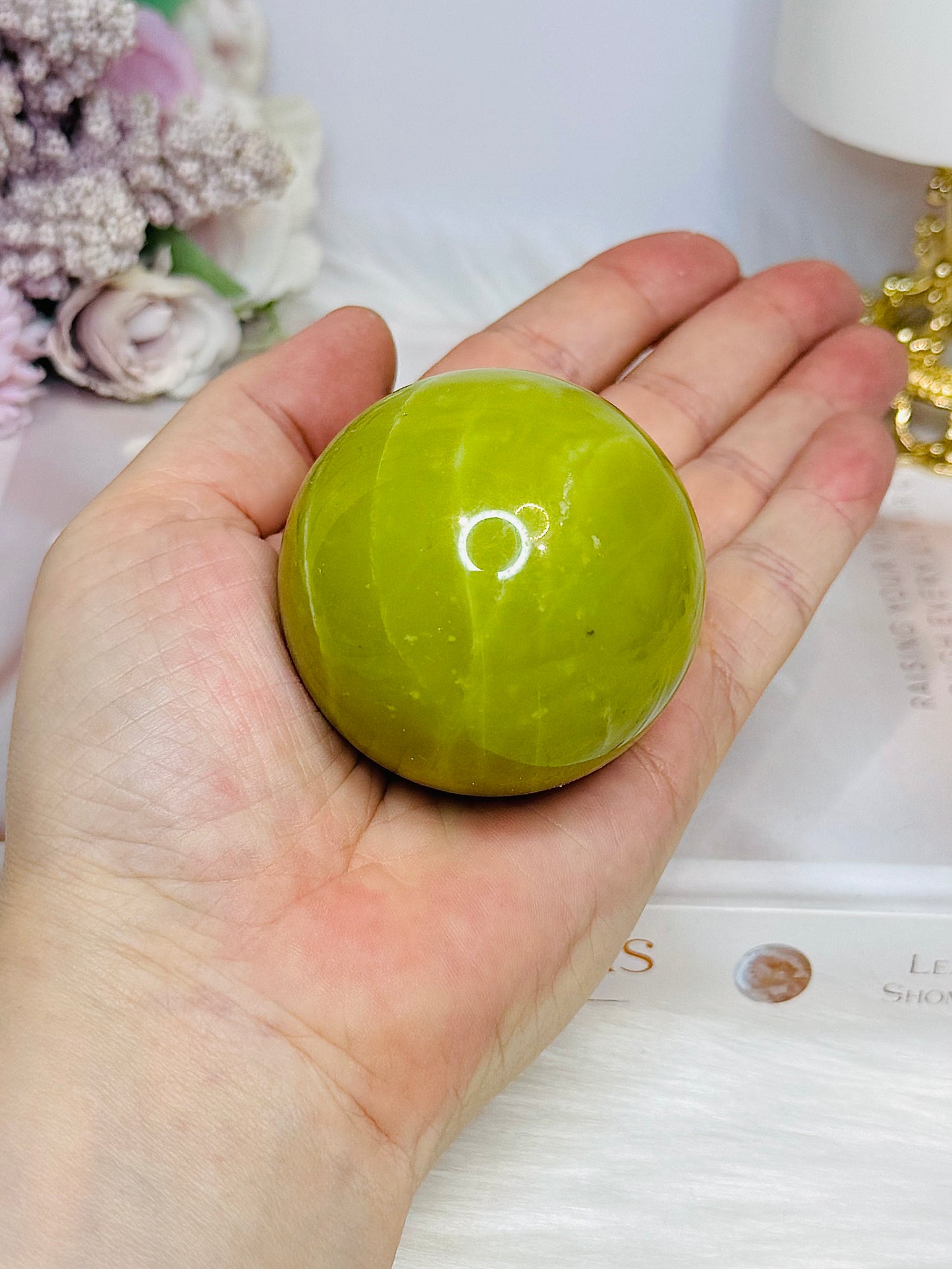Natural Green Opal Sphere on Stand 199g