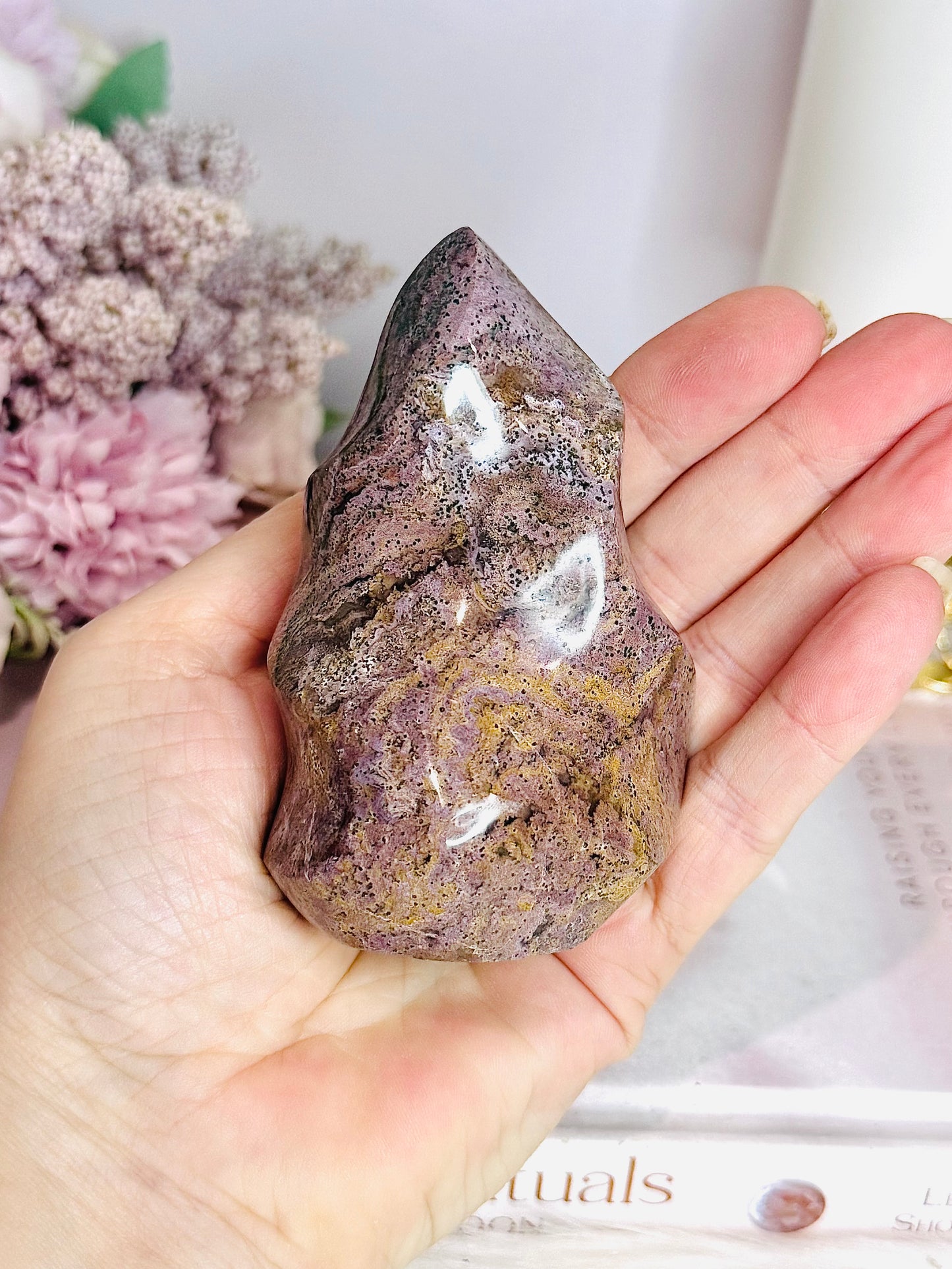 Ocean Jasper Carved Flame | Freeform 245g 9.5cm