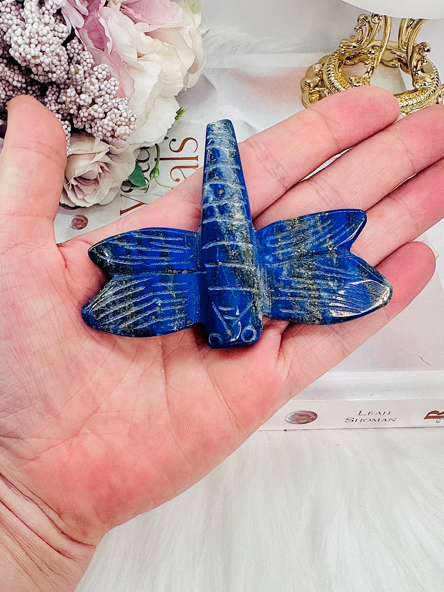 Gorgeous Chunky Lapis Lazuli Carved Dragonfly 6.5cm