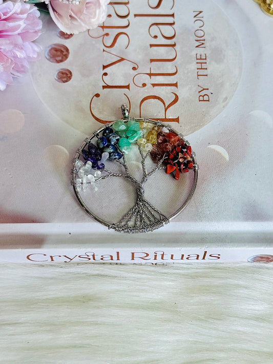 ⚜️ SALE ⚜️ ~ Large Crystal Chip Chakra Pendant