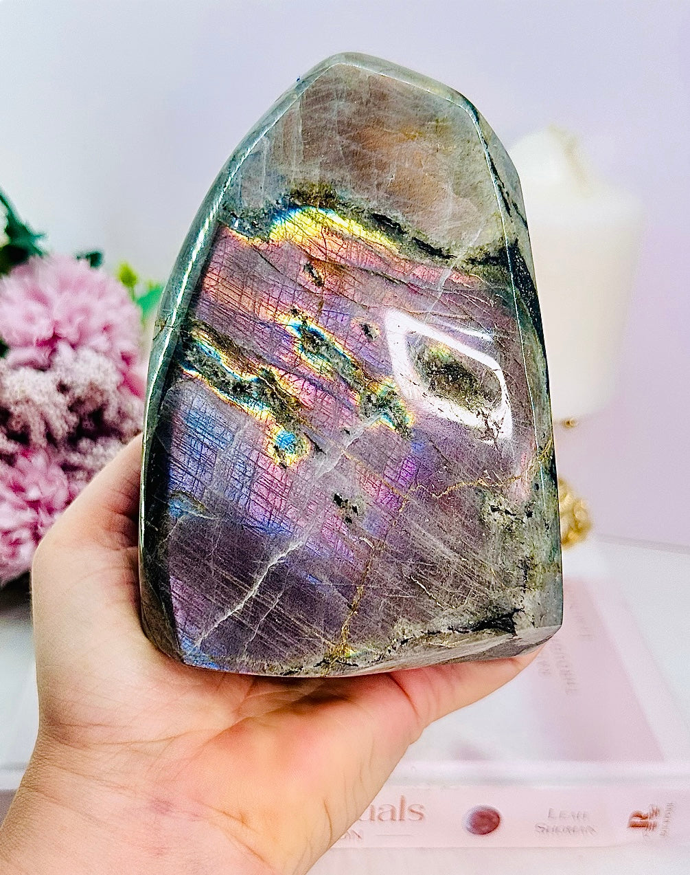 WOW!!!!!! Classy & Absolutely Fabulous Large 14.5cm 1.43KG Labradorite Polished Freeform with Stunning Purple Flash Truly Gorgeous