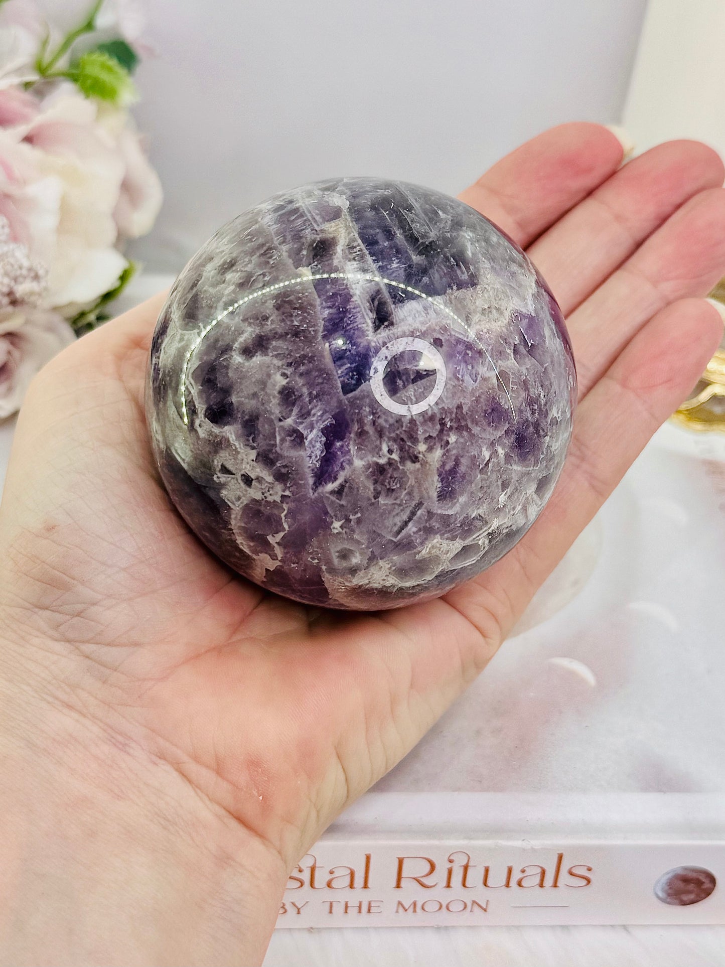 Large 500gram Chevron | Dream Amethyst Sphere on Stand