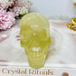 Citrine Carved Skull with Rainbows 8cm 399g