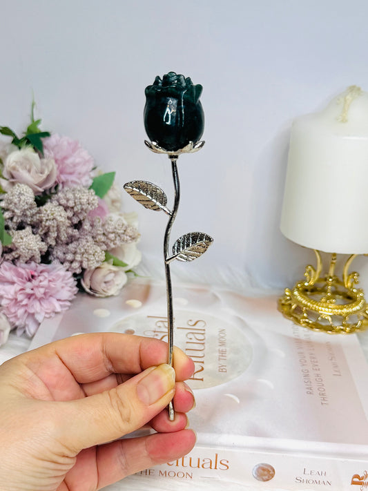 Green Moss Agate Forever Rose 15cm