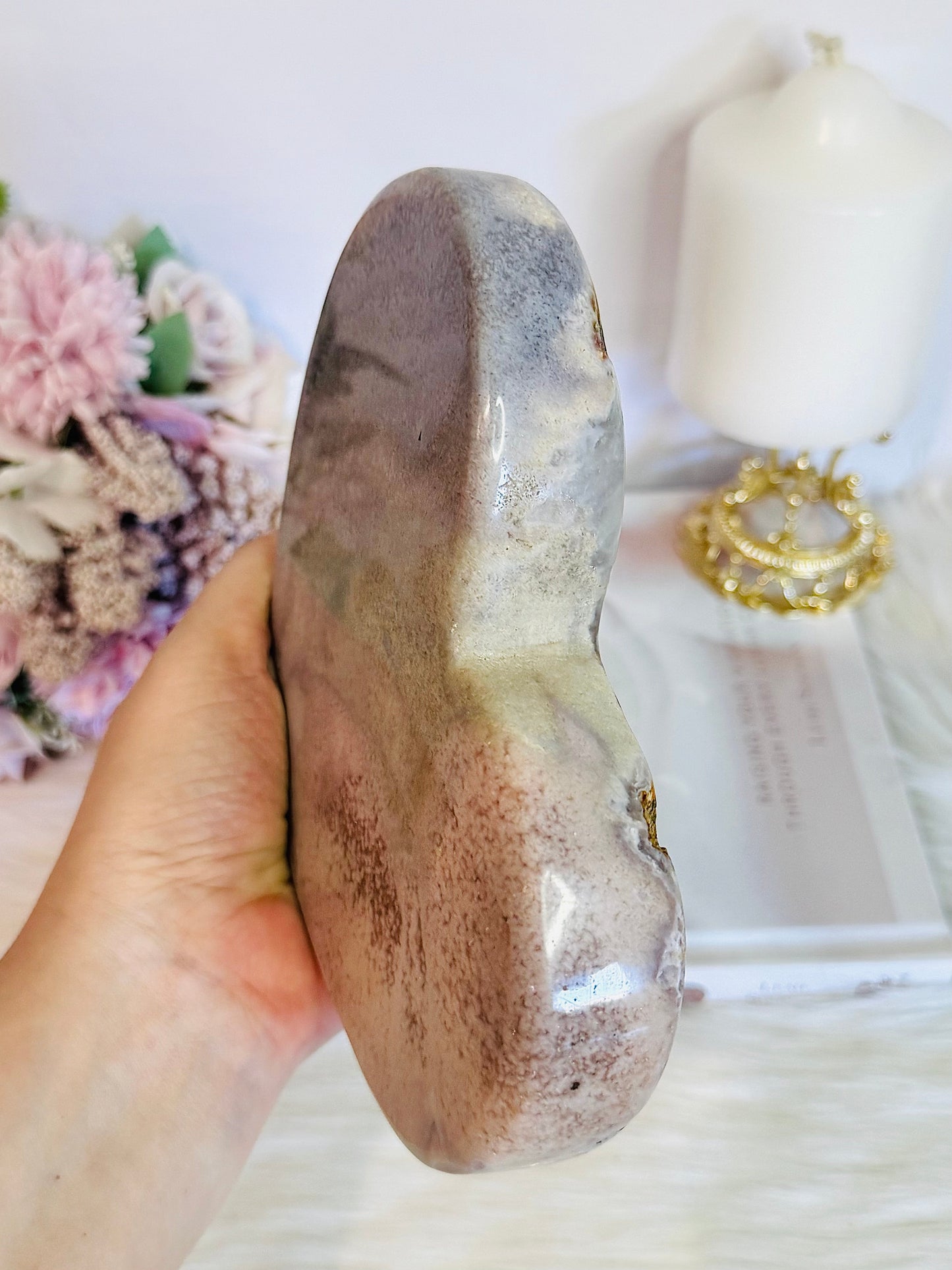 Huge Pink Amethyst Carved Chunky Heart 18cm Over 1KG