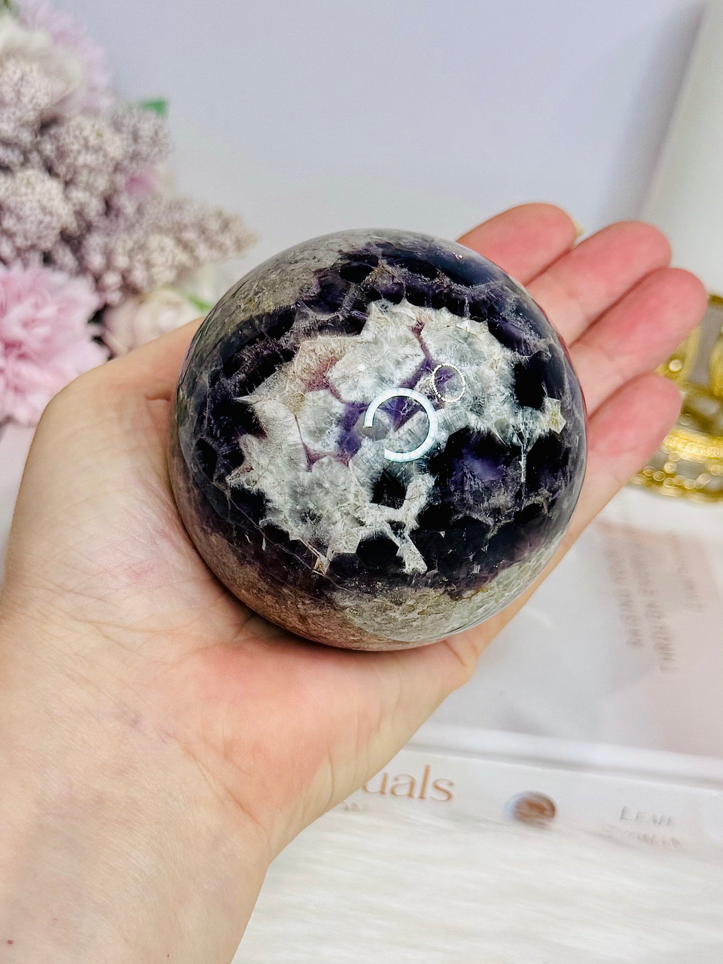 Large Chevron Amethyst Sphere on Stand 550g