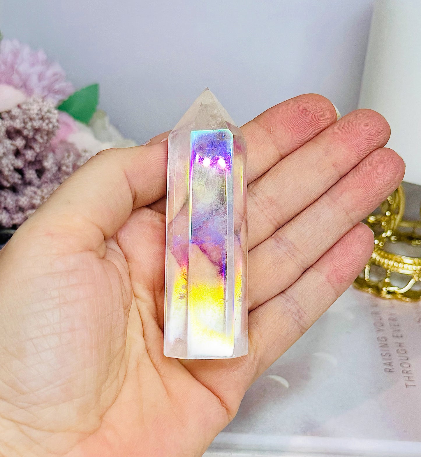 Clear Quartz Angel Aura Tower 8.5cm