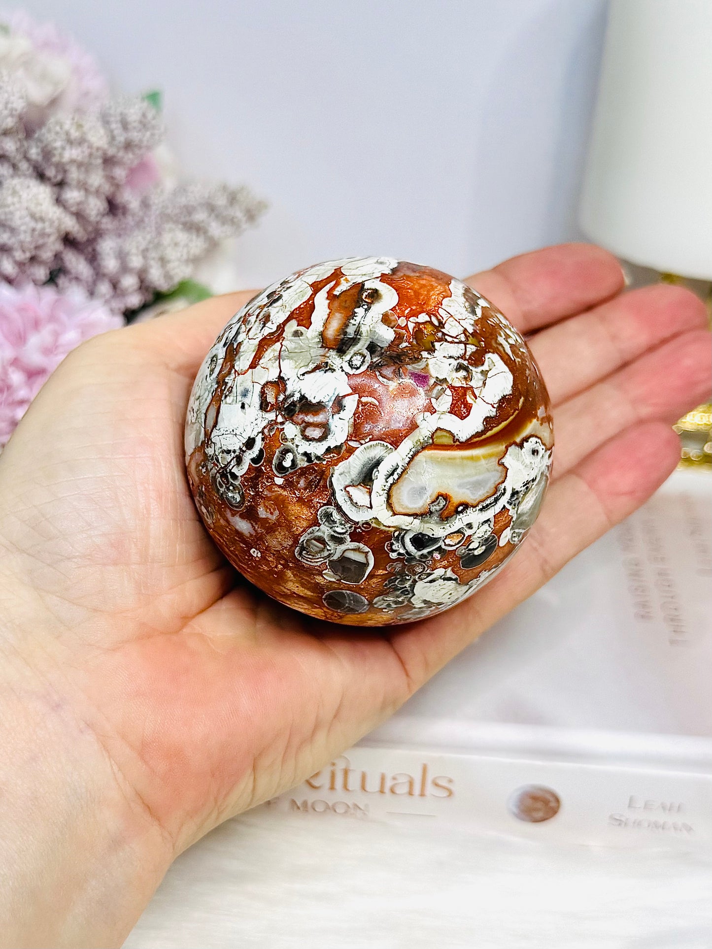 Large Money Agate Sphere on Stand 320g