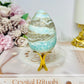 Blue Caribbean Calcite Druzy Egg On Stand 8cm 263g