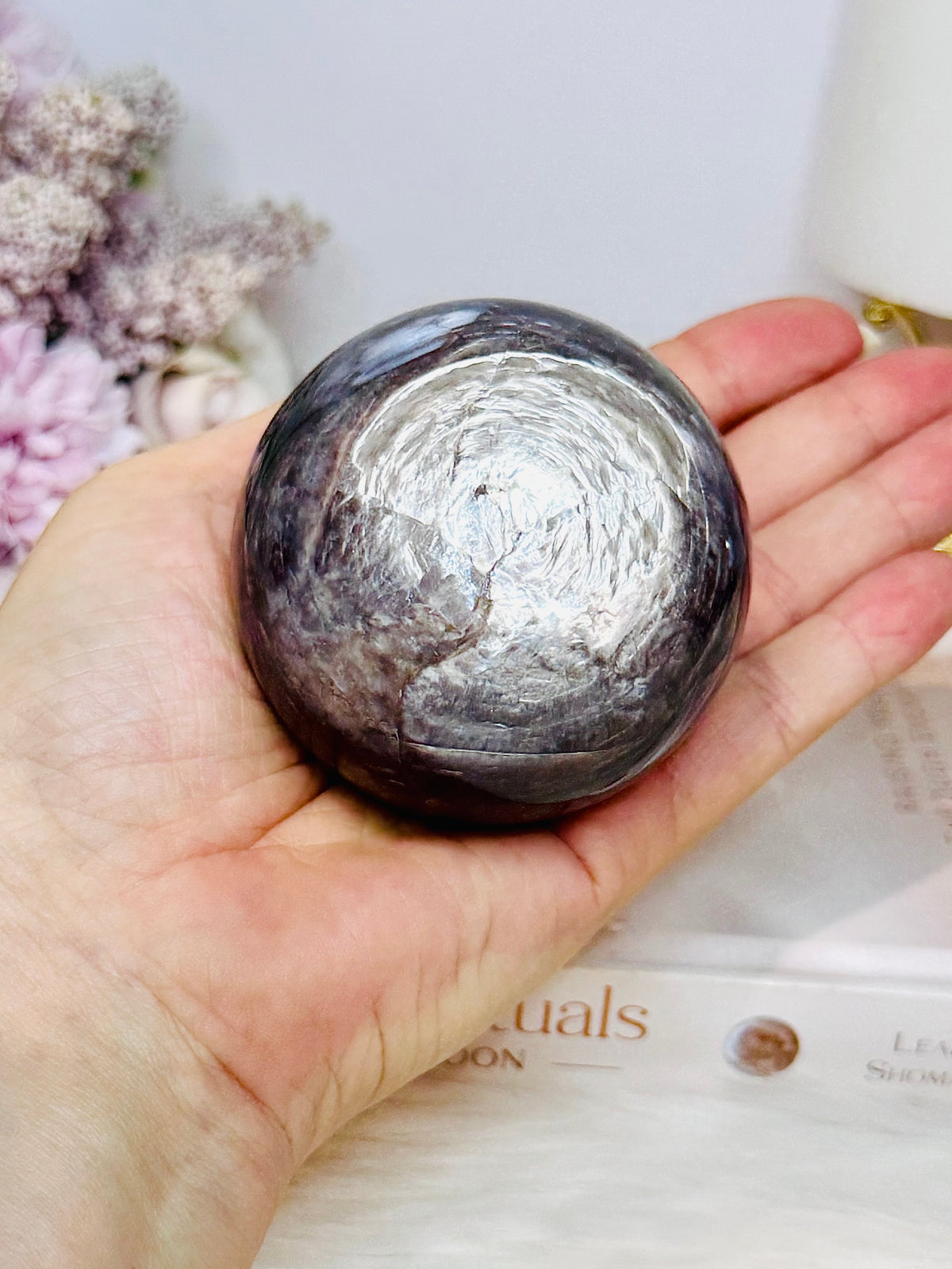 Large Purple Mica Flashy Sphere On Stand 393g