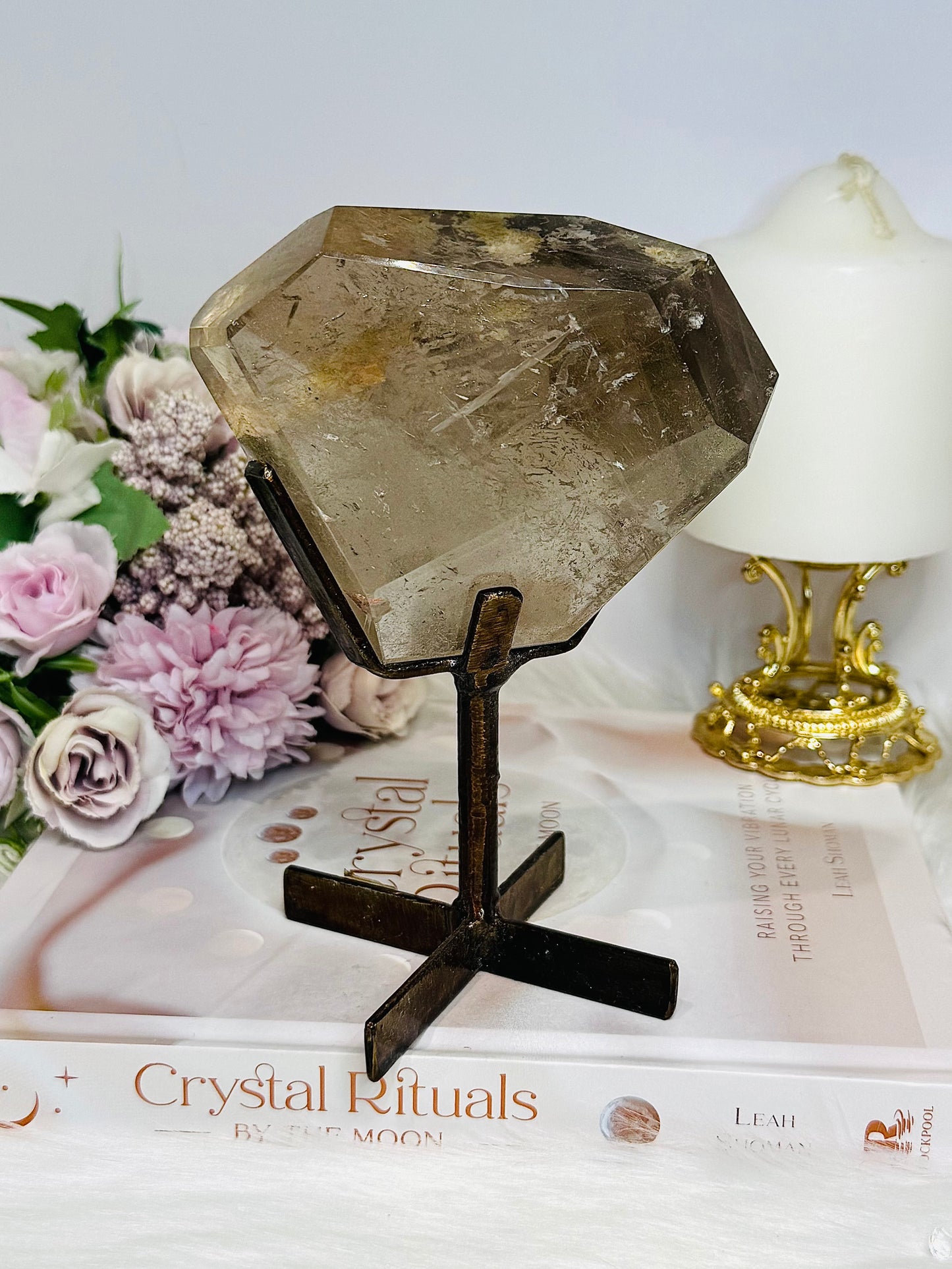 Natural Large Smokey Quartz Freeform On Stand from Brazil 15.5cm 667g