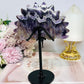 Large Chunky Dream Amethyst | Chevron Carved Peacock On Stand 16cm