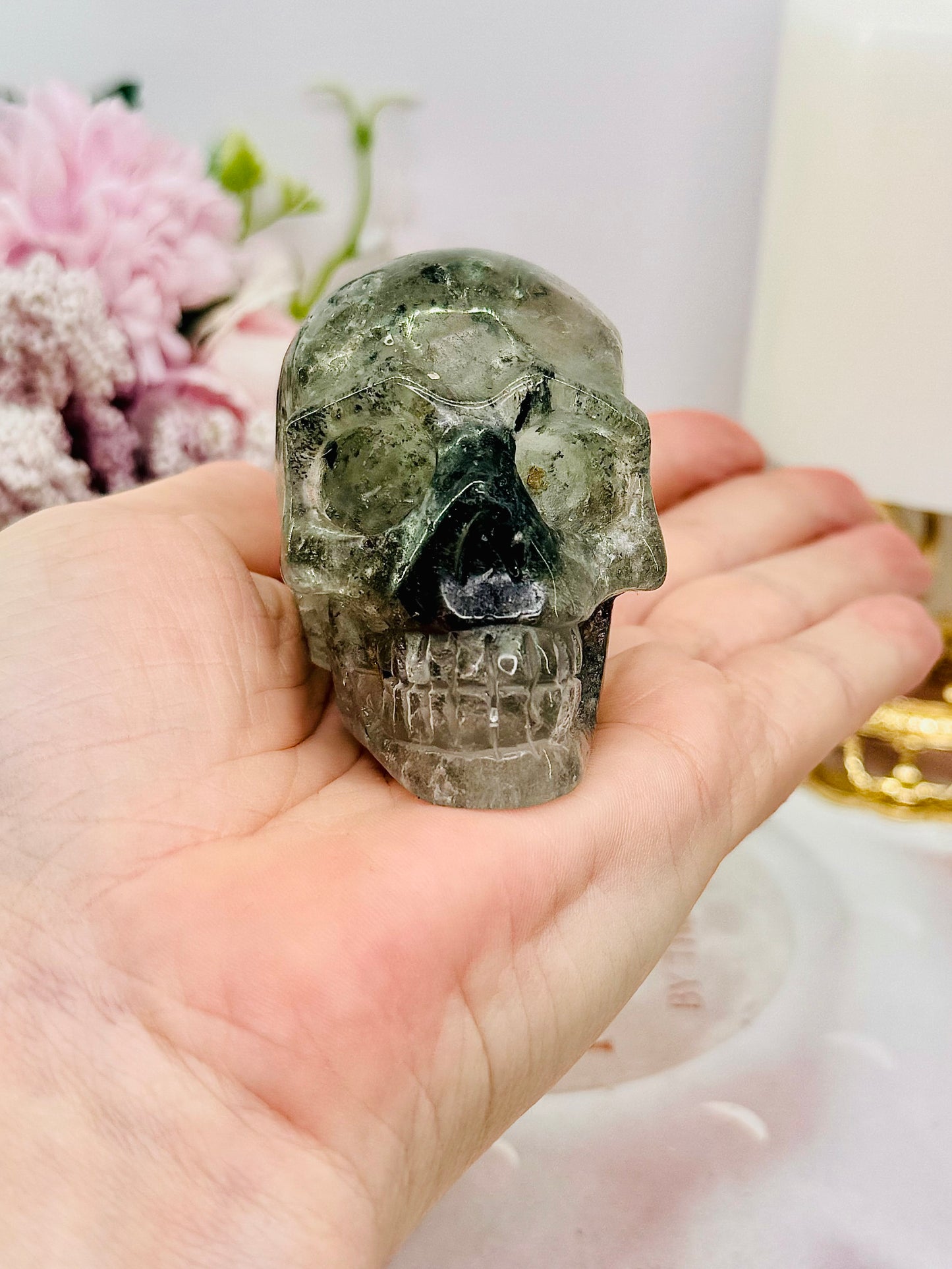 Stunning 6.5cm Garden Quartz | Lodolite Carved Skull