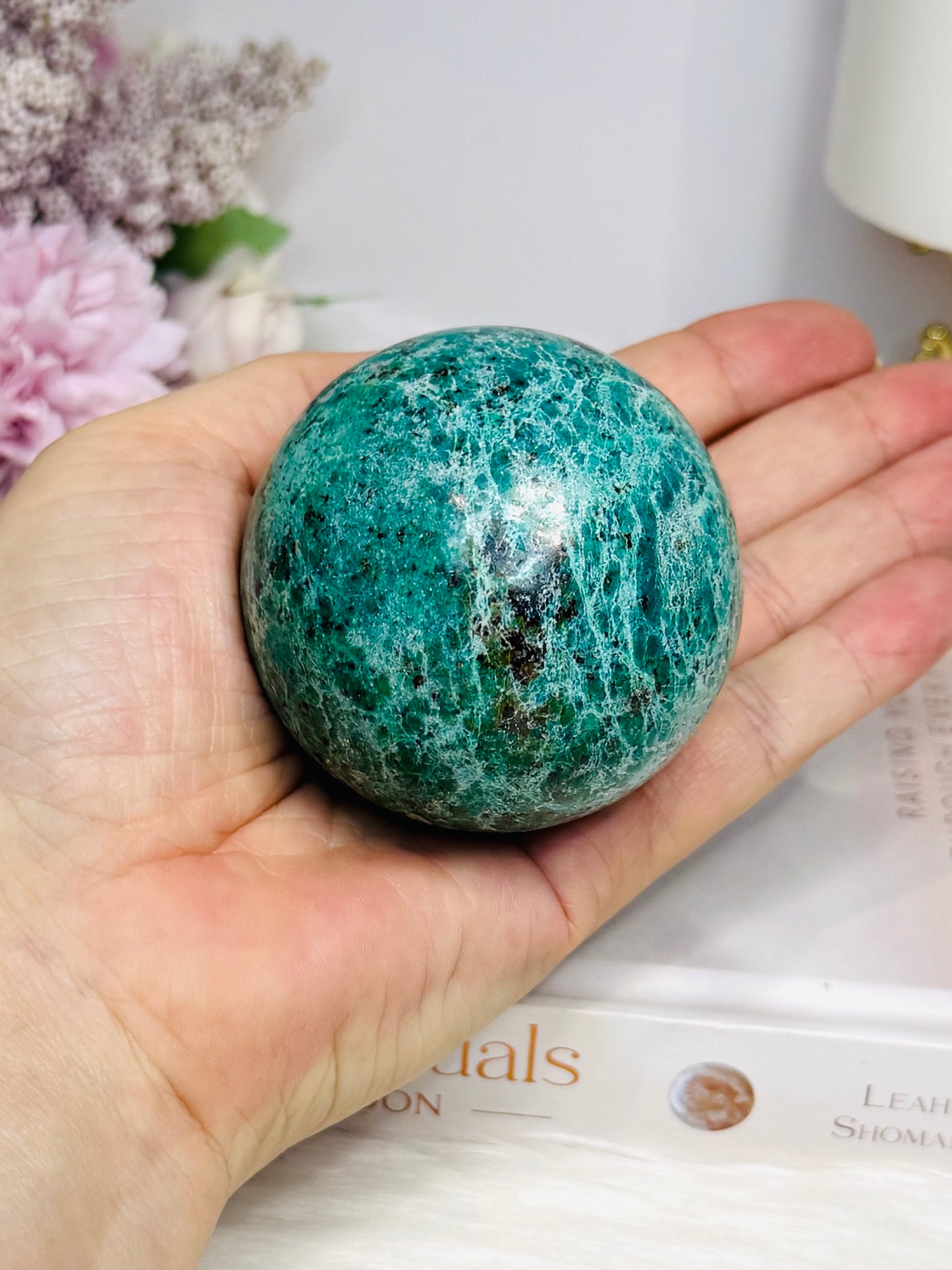 Large African Turquoise Sphere on Stand 281g