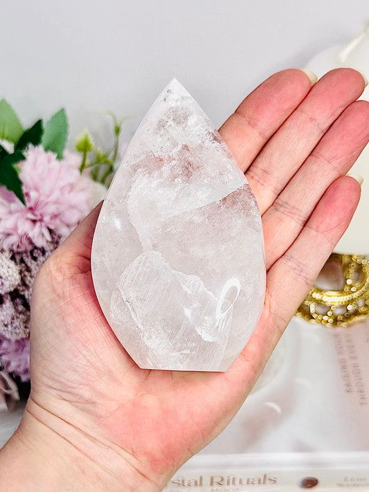 Exquisite Clear Quartz Carved Flame 357grams From Brazil