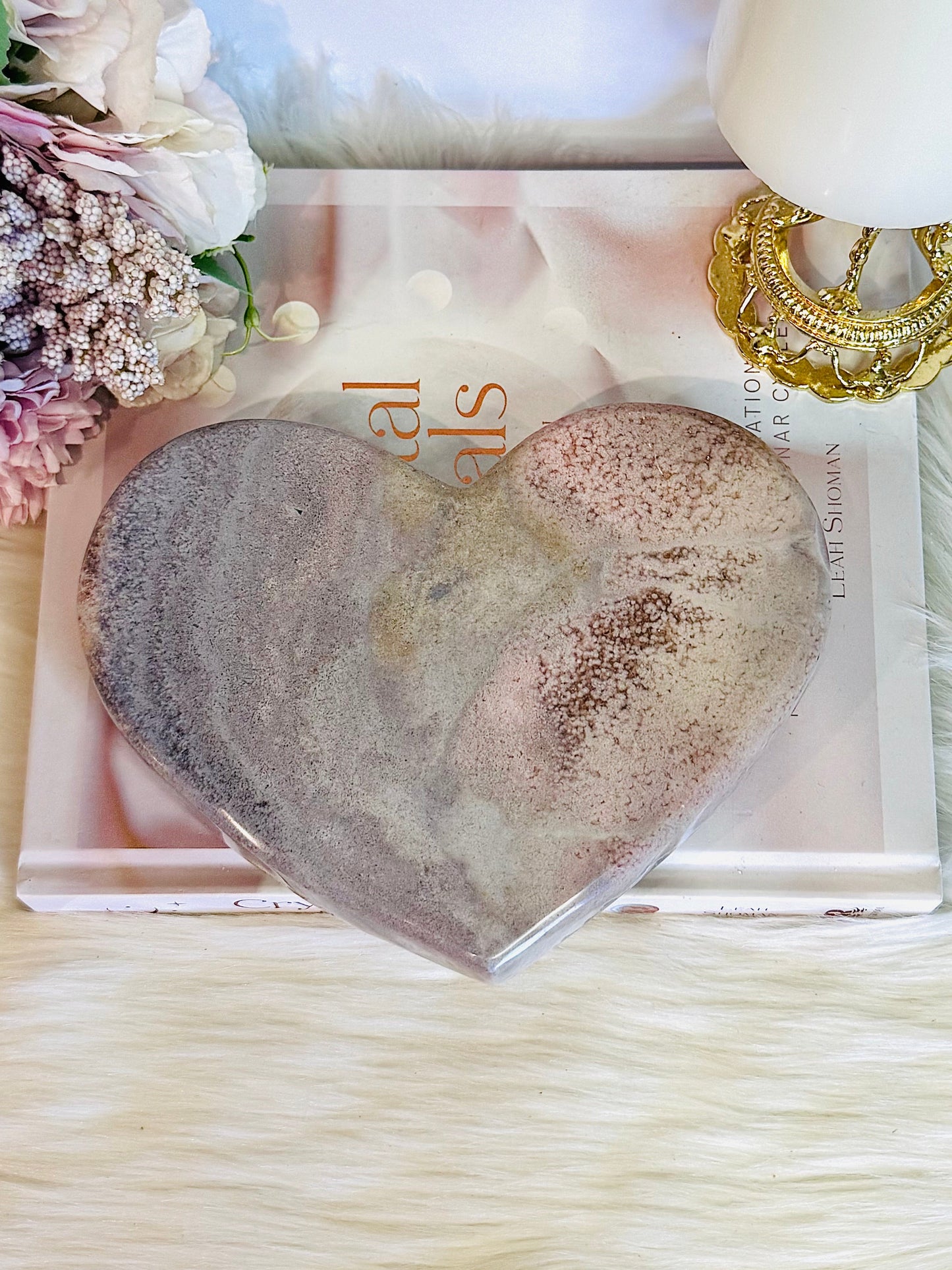 Huge Pink Amethyst Carved Chunky Heart 18cm Over 1KG