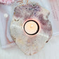 Elegant Pink Amethyst Large Natural Candle Holder 16cm