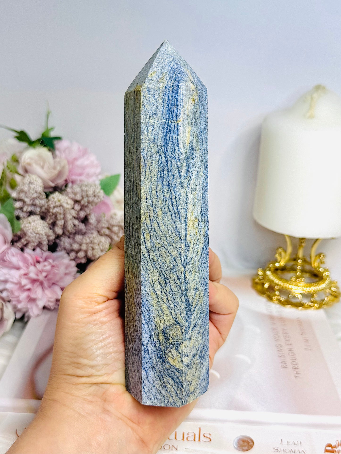 Large Blue Quartz Tower 16.5cm