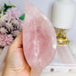 Large Chunky Rose Quartz Carved Leaf Bowl 15cm 410g