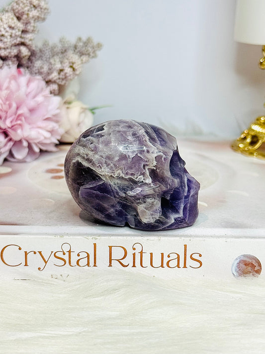 Chevron Amethyst Carved Skull 6cm