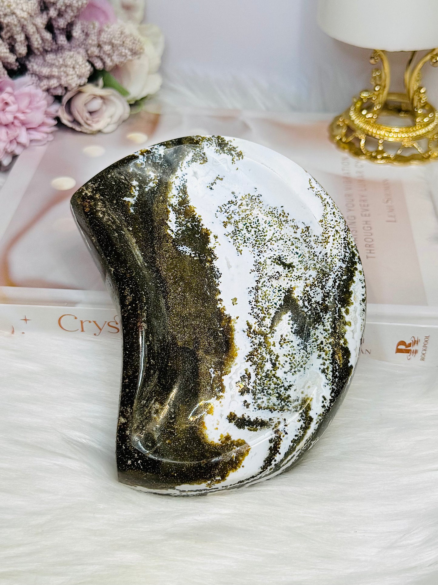 Large Chunky High Grade Ocean Jasper Moon Bowl 14cm 916g