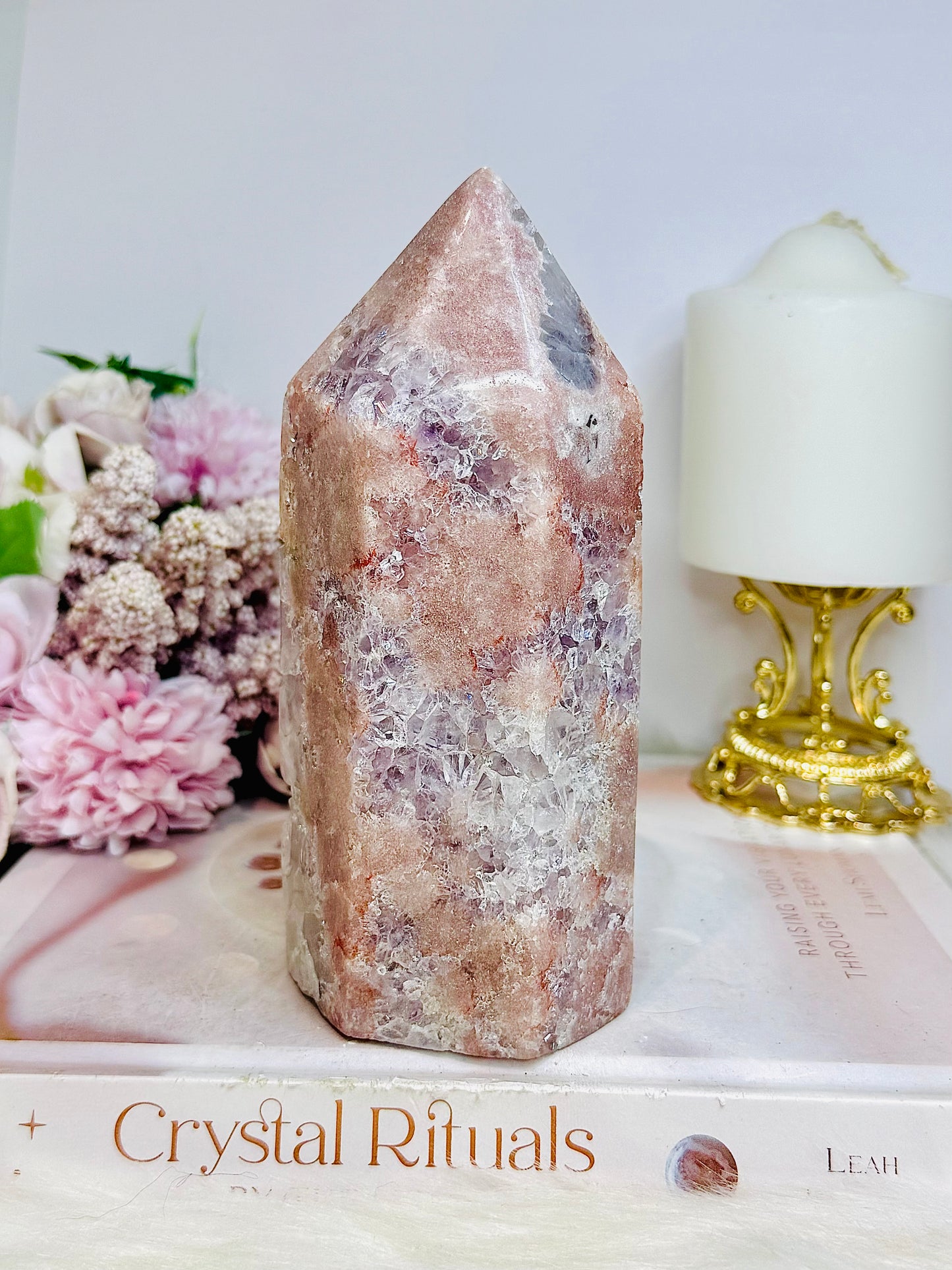 High Grade Pink Amethyst Druzy Tower 16cm 920g