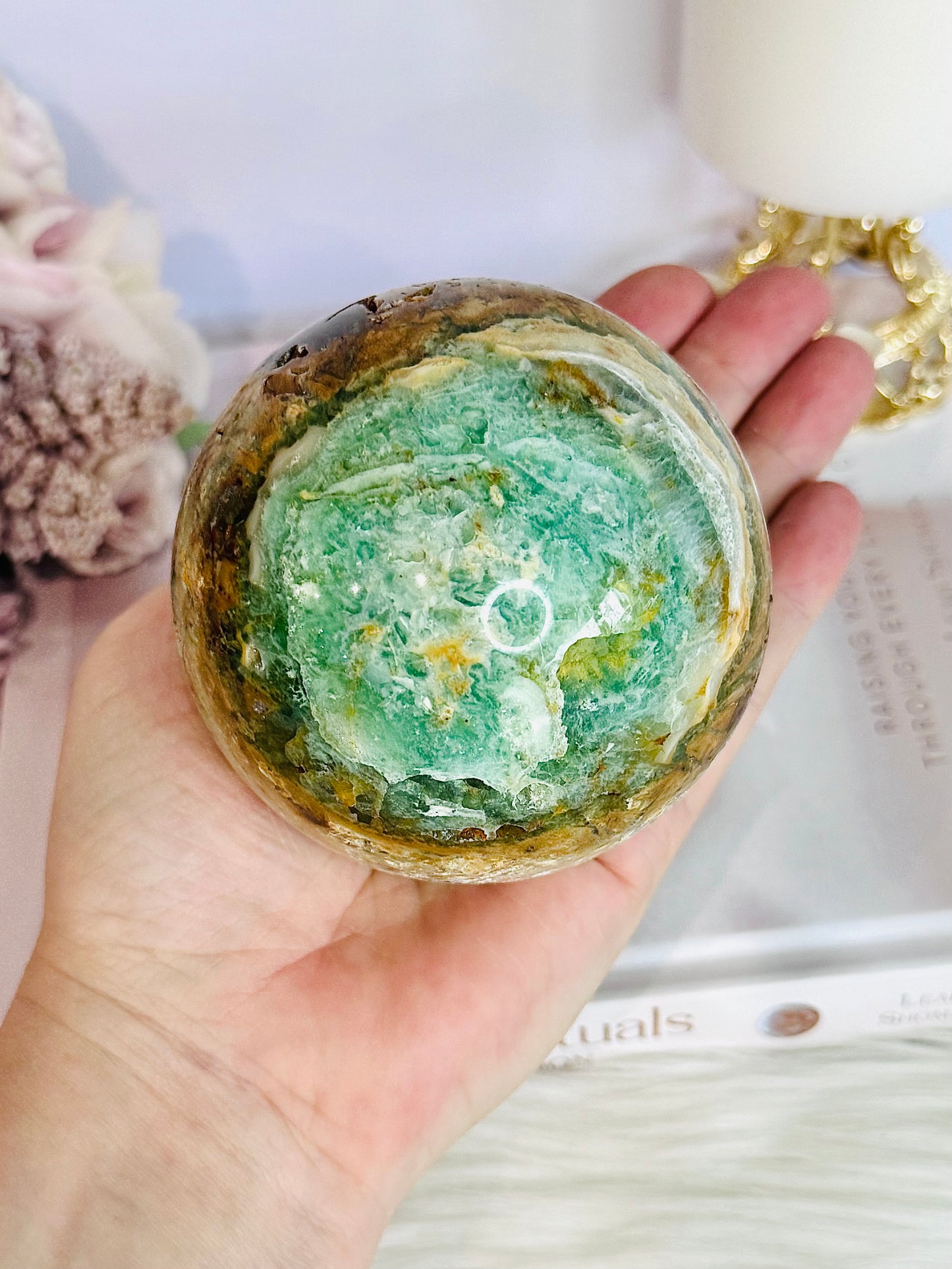 Huge Natural Glorious Variscite Sphere On Stand 802grams