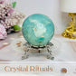Sky Blue Quartz Druzy Sphere on Stand 224g