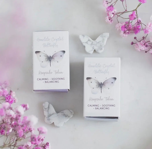 Howlite Butterfly Keepsake Token In Box