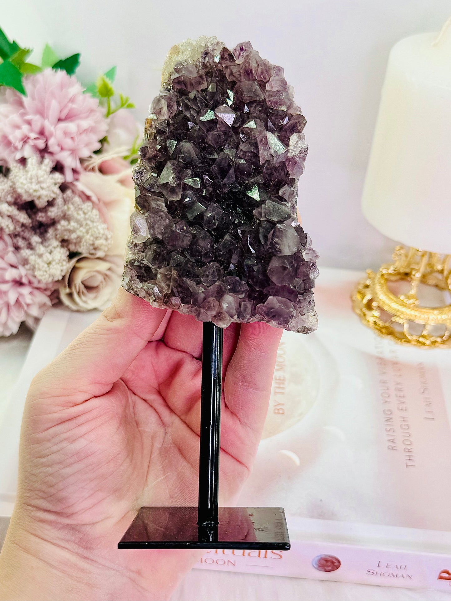 Beautiful Tall 16cm Purple Amethyst Cluster on Stand From Brazil