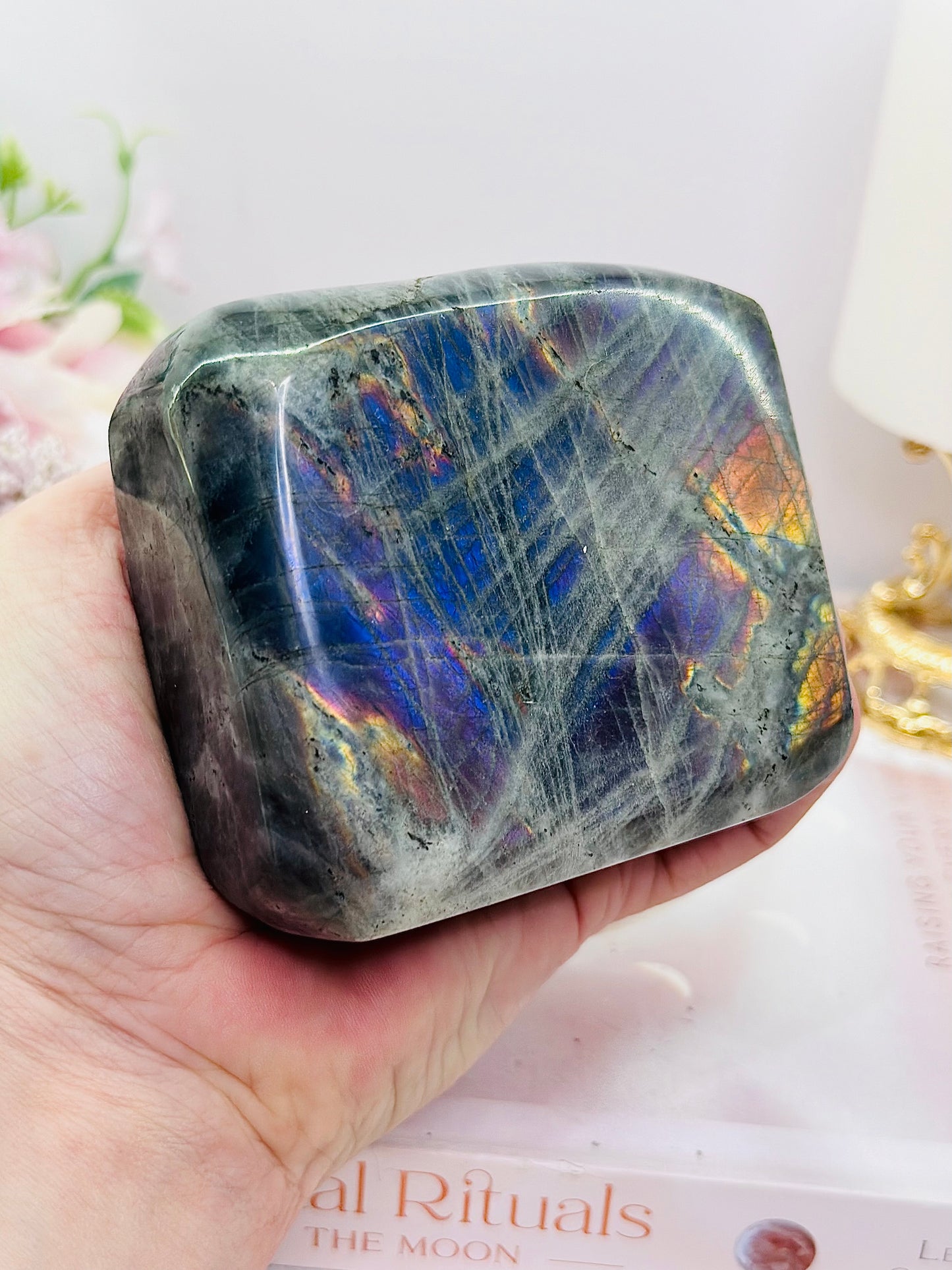 Large 638gram Polished Labradorite Freeform with Amazing Flash