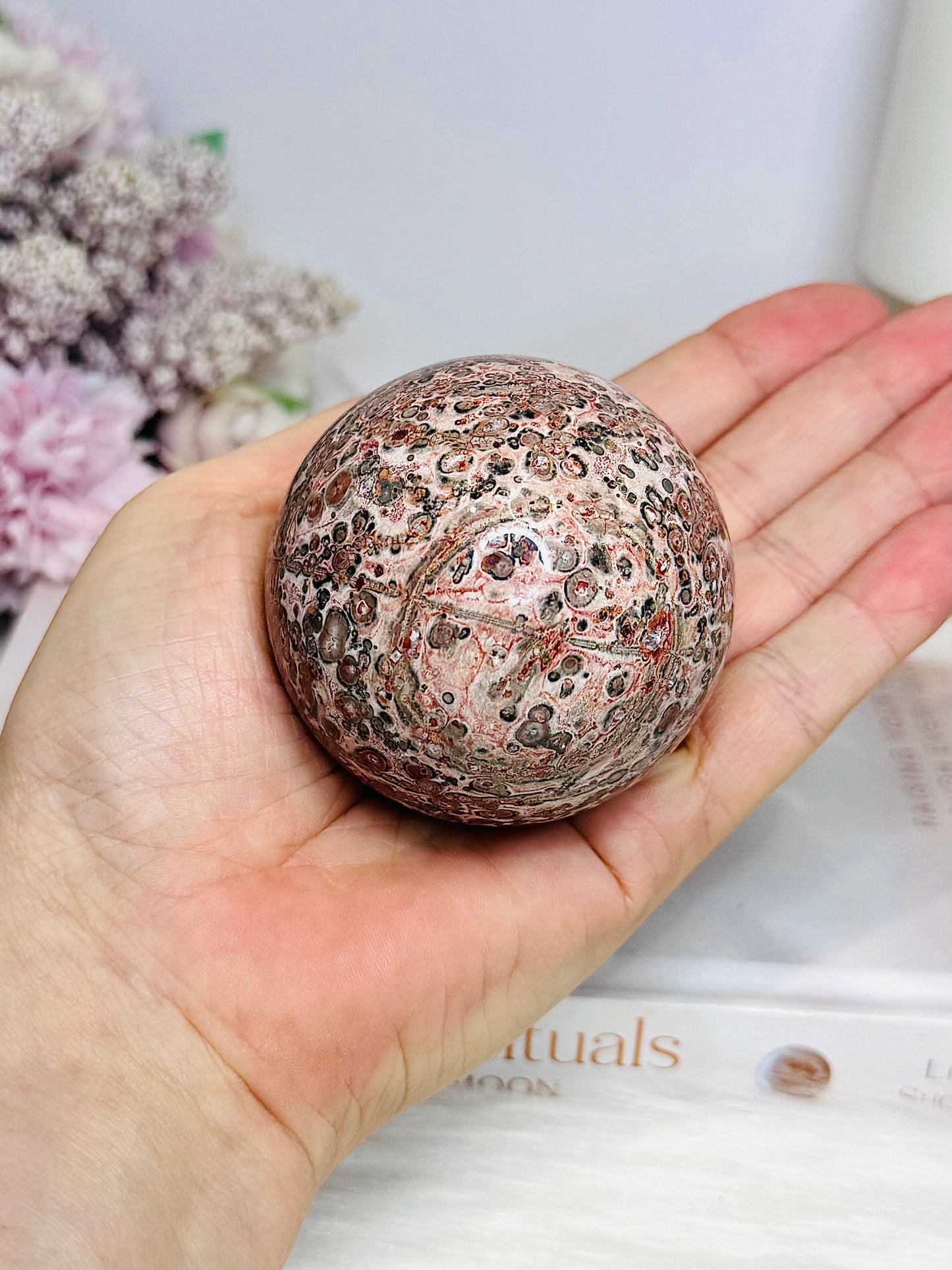 Leopard Skin Jasper Sphere on Stand 240g