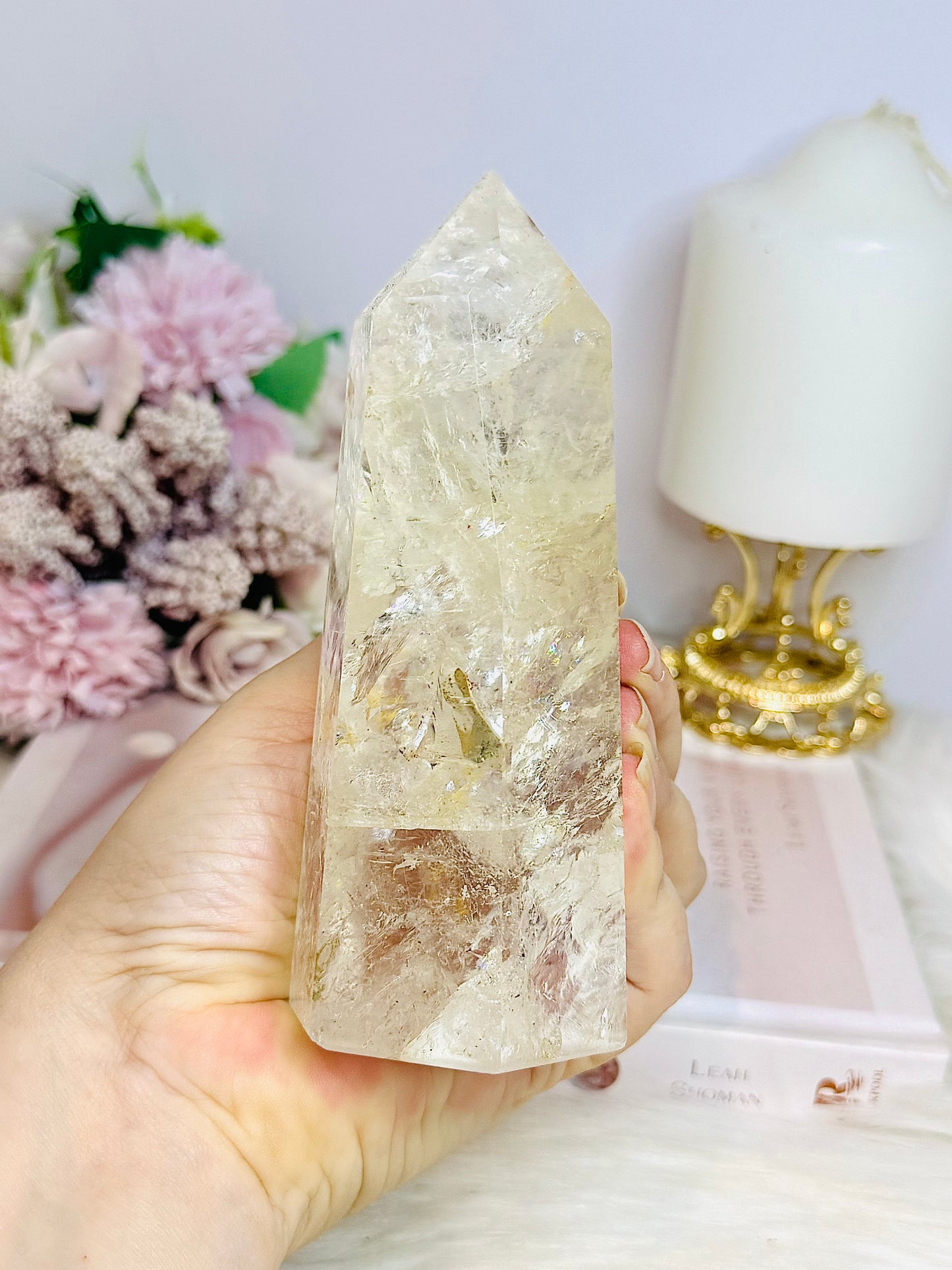 High Grade Clear Quartz Tower with Rainbows 13.5cm 434g