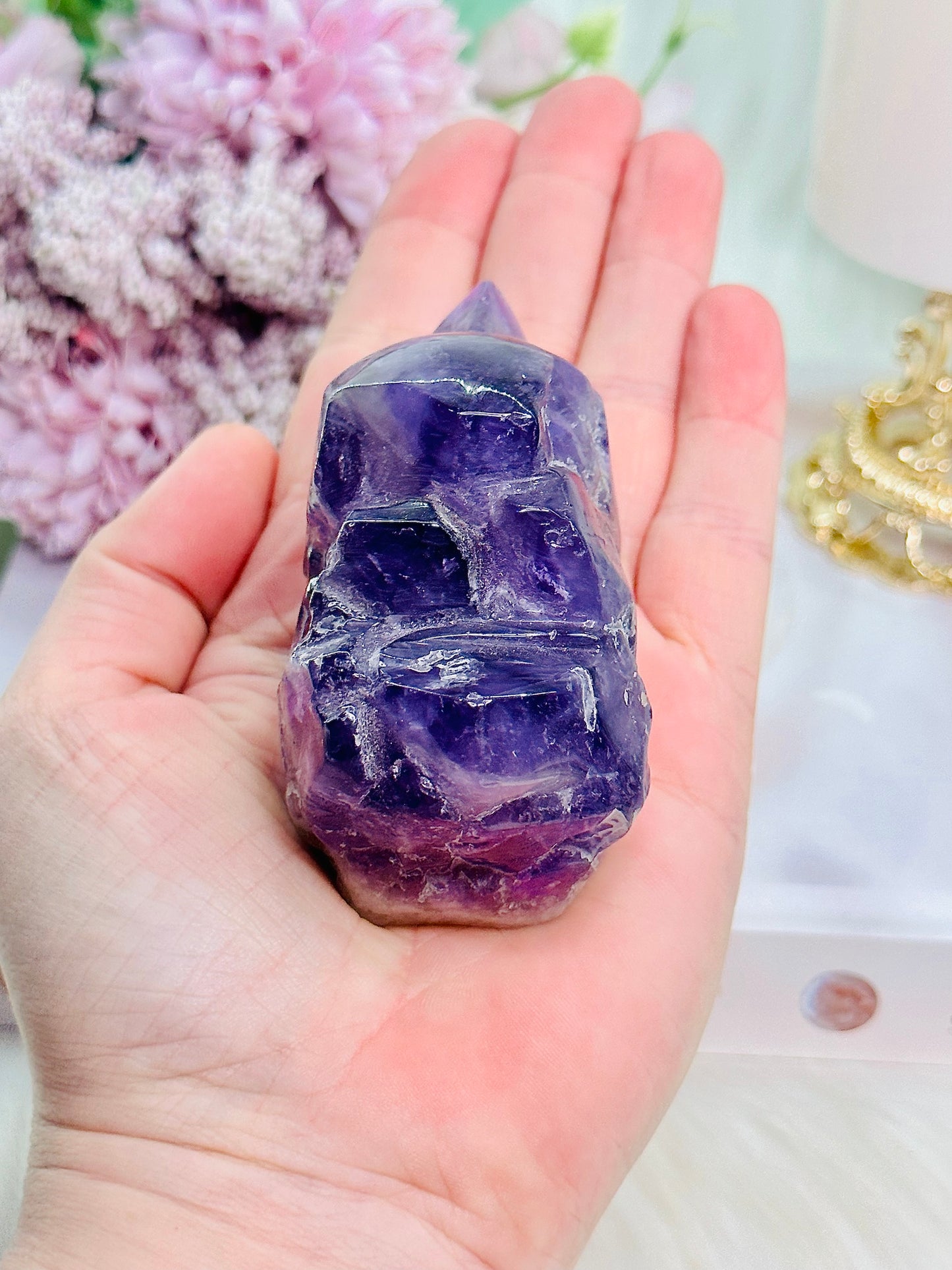 Gorgeous Amethyst Cluster Skull Carving