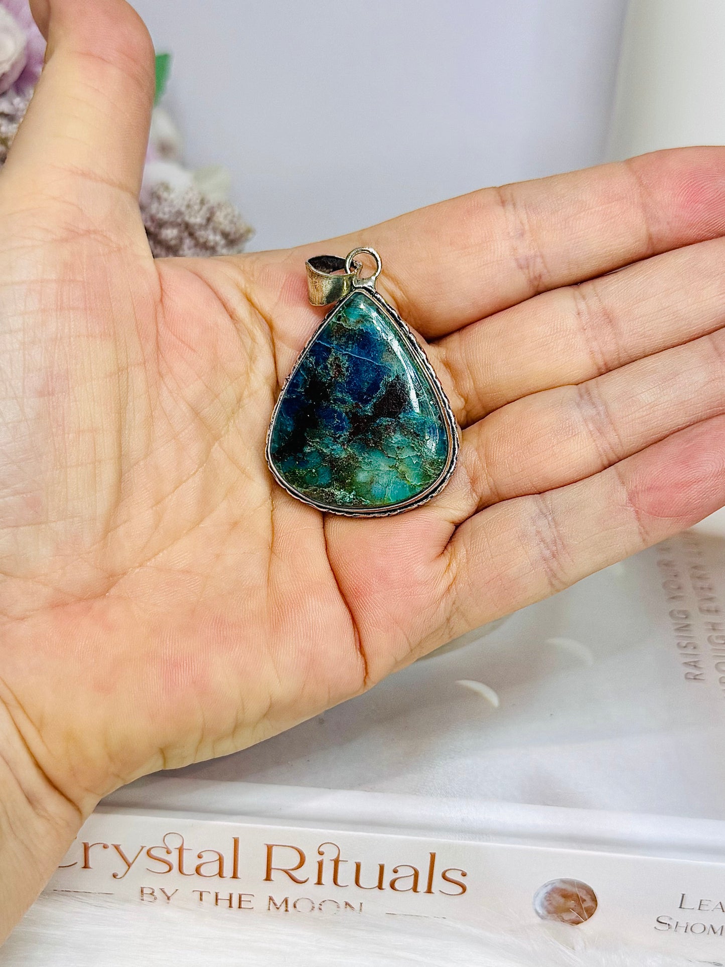 Sterling Silver 925 Chrysocolla Pendant in Gift Bag
