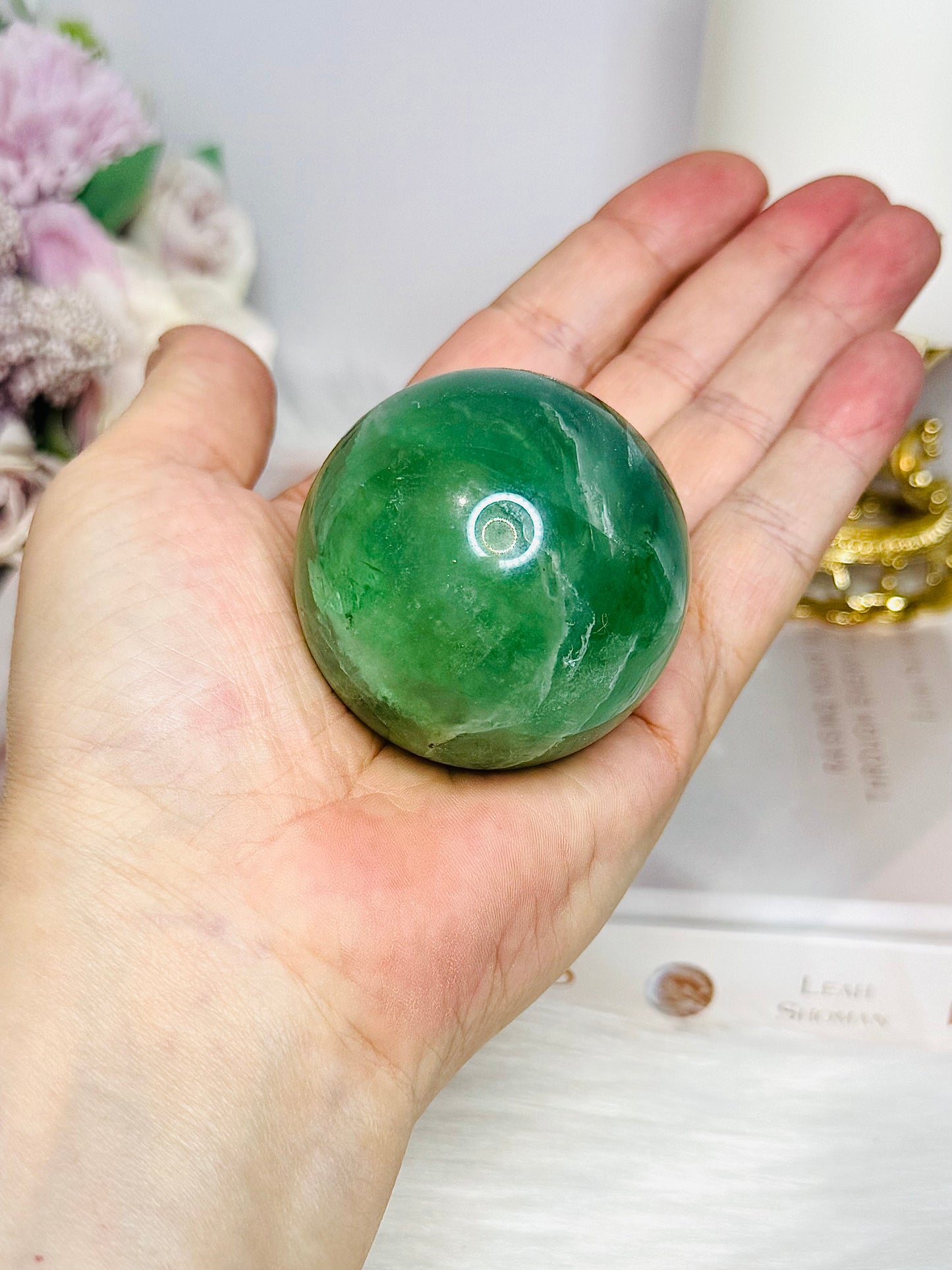 Green Fluorite Sphere on Stand 6cm
