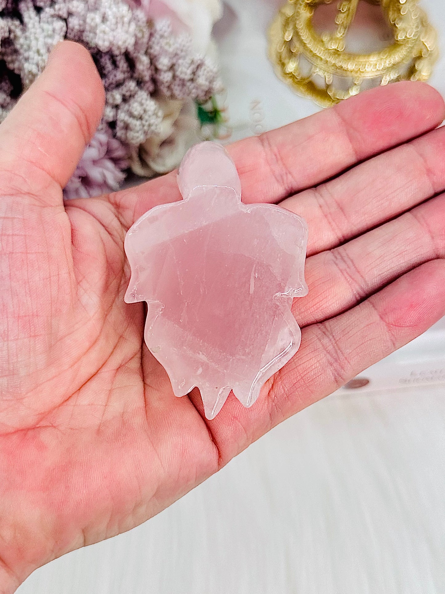 Absolutely Beautiful High Grade Rose Quartz Carved Turtle 7cm