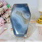 Druzy Agate Carved Coffin 12.5cm On Stand