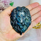 Labradorite Carved Lion Full of Blue Flash On Stand 8cm