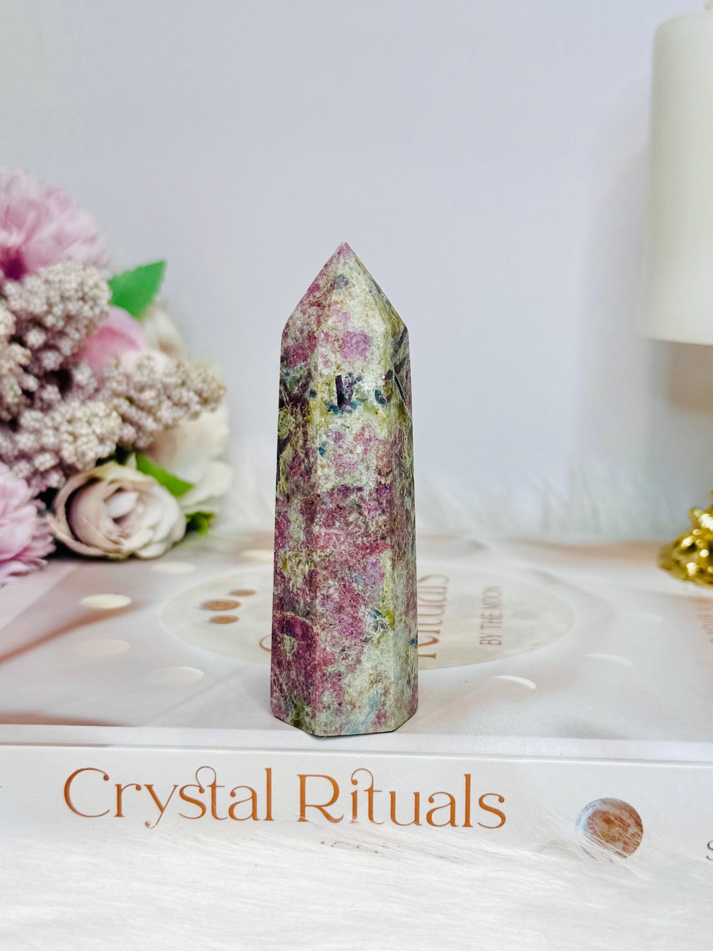 Rare Ruby In Blue Apatite Tower (UV Reactive) 9cm
