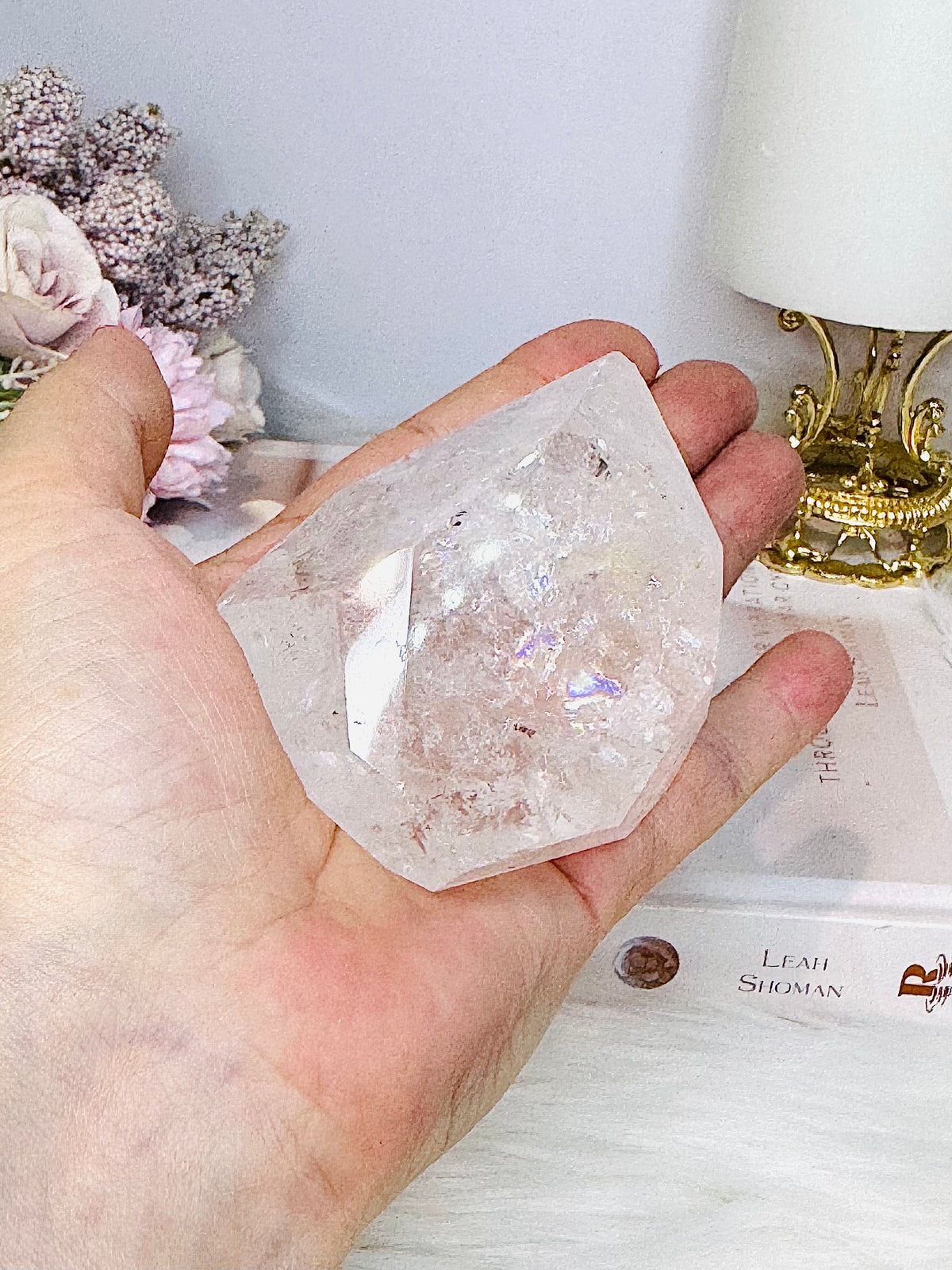 Clear Quartz Polished Freeform with Rainbows 234g