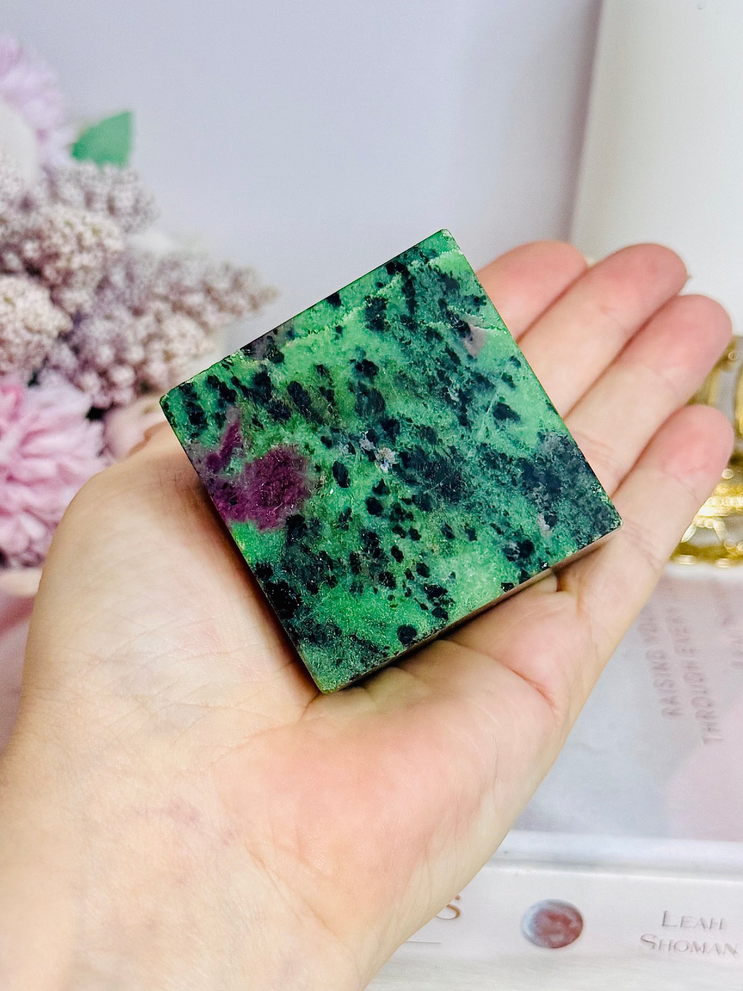 Ruby In Zoisite Carved Cube 383g