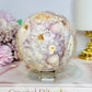 Rare Pink Amethyst X Flower Agate Large Sphere 890g On Stand